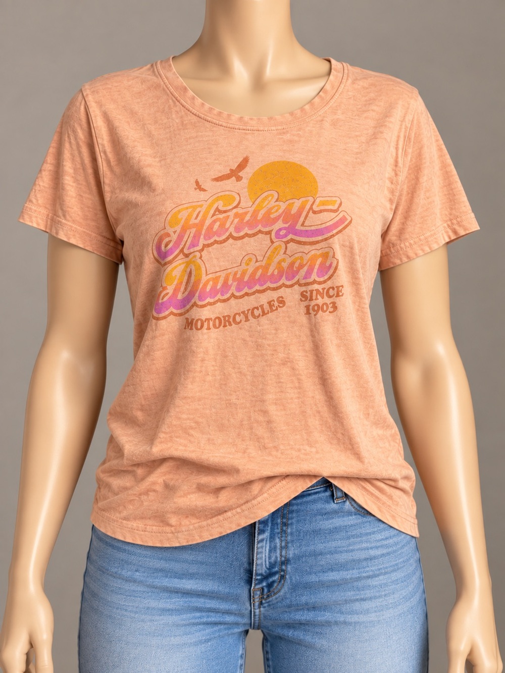 Harley-Davidson Y2K Peach Thiensville WI Graphic T-Shirt L